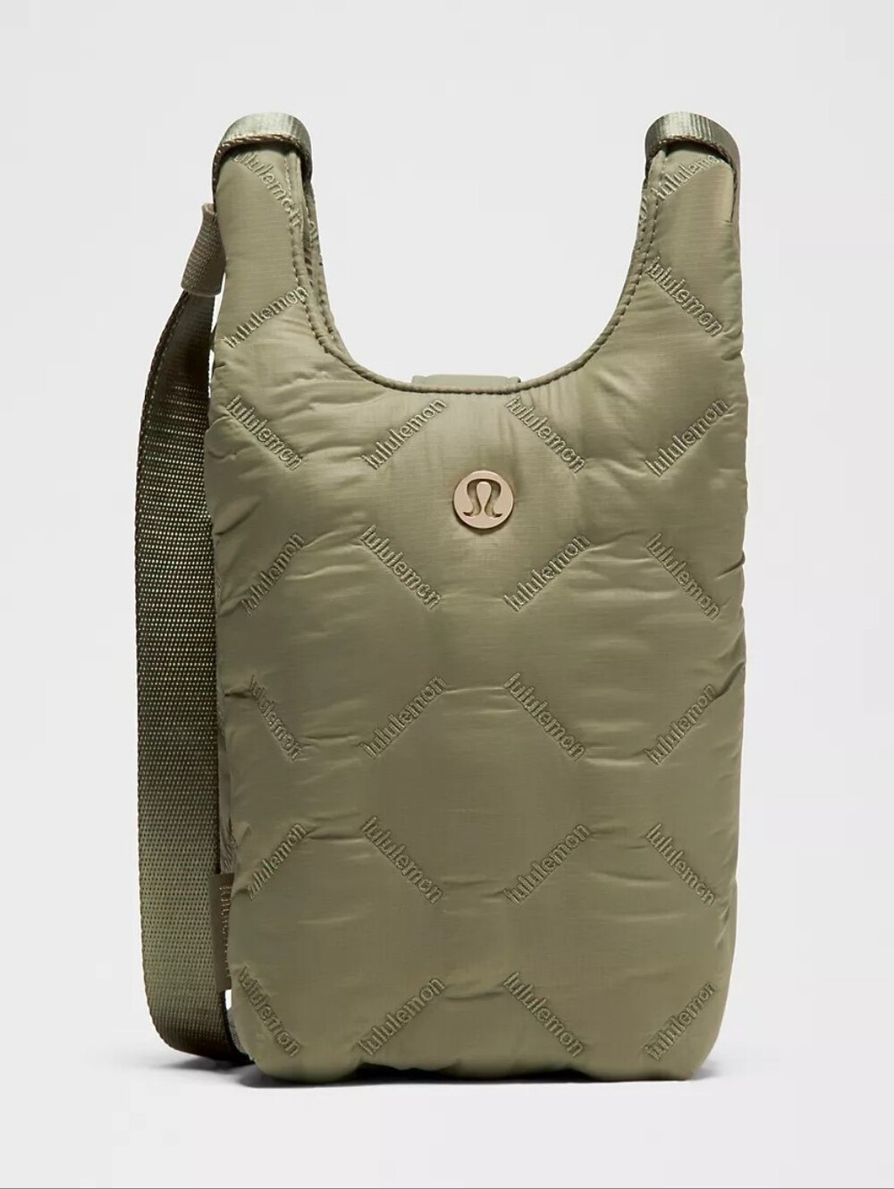 Lululemon Quilty Pleasures Phone Crossbody Bag 1L Bay Leaf Green With Gold Logo